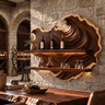 Marevyn Wave-Relief Handcrafted Floating Wine Shelf by Timberustic — Dark Walnut finish