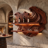 Marevyn Wave-Relief Handcrafted Floating Wine Shelf by Timberustic — Mahogany finish