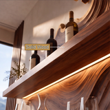 Marevyn Wave-Relief Handcrafted Floating Wine Shelf by Timberustic — solid wood detail