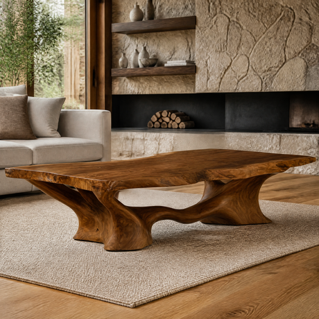 Mirevon Live Edge Sculpted Coffee Table Brown - Timberustic Coffee Table