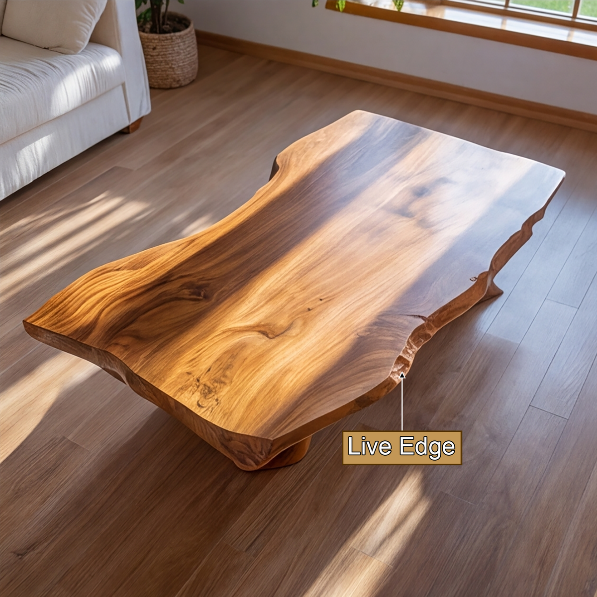 Mirevon Live Edge Sculpted Coffee Table by Timberustic — product detail view 6