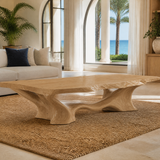 Mirevon Live Edge Sculpted Coffee Table by Timberustic — Natural Oak finish