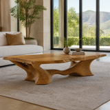 Mirevon Live Edge Sculpted Coffee Table by Timberustic — Teak finish