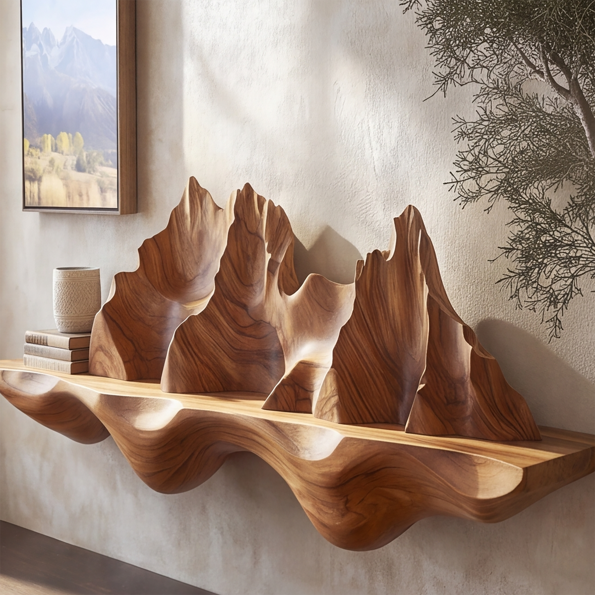 Montavera Sculpted Topographic Mountain Handcrafted Floating Shelf by Timberustic — product detail view 4
