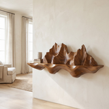 Montavera Sculpted Topographic Mountain Handcrafted Floating Shelf by Timberustic — Brown finish