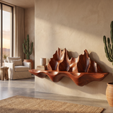 Montavera Sculpted Topographic Mountain Handcrafted Floating Shelf by Timberustic — Mahogany finish