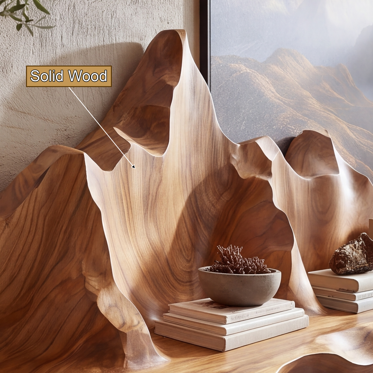 Montavere Sculpted Mountain Landscape Handcrafted Floating Shelf - Timberustic Floating Shelf
