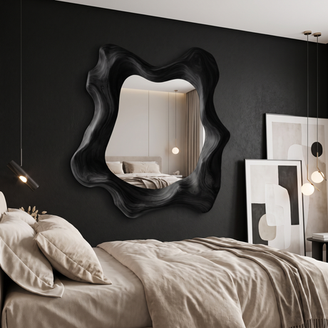 Narevyn Flowing Contour Handcrafted Mirror Frame Black - Timberustic Mirror