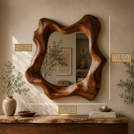 Narevyn Flowing Contour Handcrafted Mirror Frame - Timberustic Mirror