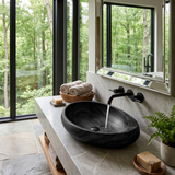 Neroval Sculpted Oval Handcrafted Vessel Sinks Black - Timberustic Vessel Sinks