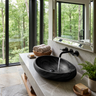 Neroval Sculpted Oval Handcrafted Vessel Sinks Black - Timberustic Vessel Sinks