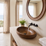 Neroval Sculpted Oval Handcrafted Vessel Sinks Brown - Timberustic Vessel Sinks