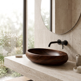 Neroval Sculpted Oval Handcrafted Vessel Sinks Dark Walnut - Timberustic Vessel Sinks