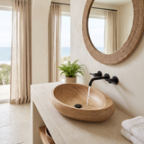 Neroval Sculpted Oval Handcrafted Vessel Sinks Natural Oak - Timberustic Vessel Sinks