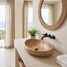 Neroval Sculpted Oval Handcrafted Vessel Sinks Natural Oak - Timberustic Vessel Sinks