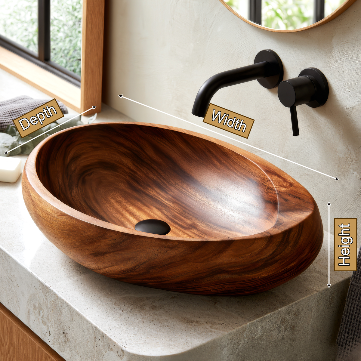 Neroval Sculpted Oval Handcrafted Vessel Sinks - Timberustic Vessel Sinks