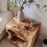 Noradrin Sculpted Hollow Form Handcrafted Bedside Table by Timberustic — solid wood detail