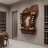 Noralora Asymmetrical Panel Handcrafted Floating Wine Shelf by Timberustic — Brown finish