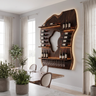 Noralora Asymmetrical Panel Handcrafted Floating Wine Shelf by Timberustic — Dark Walnut finish