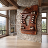Noralora Asymmetrical Panel Handcrafted Floating Wine Shelf by Timberustic — Mahogany finish