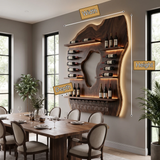 Noralora Asymmetrical Panel Handcrafted Floating Wine Shelf by Timberustic — product dimensions