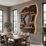 Noralora Asymmetrical Panel Handcrafted Floating Wine Shelf by Timberustic — overall product view