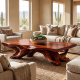 Norarell Live Edge Sculpted Coffee Table by Timberustic — Mahogany finish