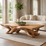 Norarell Live Edge Sculpted Coffee Table by Timberustic — Natural Oak finish