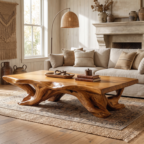 Norarell Live Edge Sculpted Coffee Table Teak - Timberustic Coffee Table