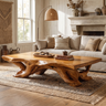 Norarell Live Edge Sculpted Coffee Table by Timberustic — Teak finish
