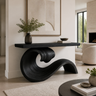 Norarien Sculpted Wave Handcrafted Console Table by Timberustic — Black finish