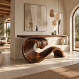 Norarien Sculpted Wave Handcrafted Console Table by Timberustic — product detail view 6