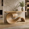 Norarien Sculpted Wave Handcrafted Console Table by Timberustic — Natural Oak finish