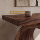 Norarien Sculpted Wave Handcrafted Console Table by Timberustic — natural wood grain detail