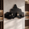 Noravane Peaked Irregular-Edge Handcrafted Floating Wine Shelf by Timberustic — Black finish