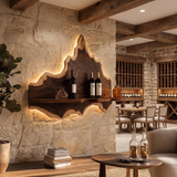Noravane Peaked Irregular-Edge Handcrafted Floating Wine Shelf by Timberustic — Dark Walnut finish