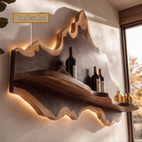 Noravane Peaked Irregular-Edge Handcrafted Floating Wine Shelf by Timberustic — handcrafted details