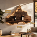 Noravane Peaked Irregular-Edge Handcrafted Floating Wine Shelf by Timberustic — product dimensions