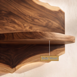Noravane Peaked Irregular-Edge Handcrafted Floating Wine Shelf by Timberustic — solid wood detail