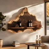 Noravane Peaked Irregular-Edge Handcrafted Floating Wine Shelf by Timberustic — overall product view