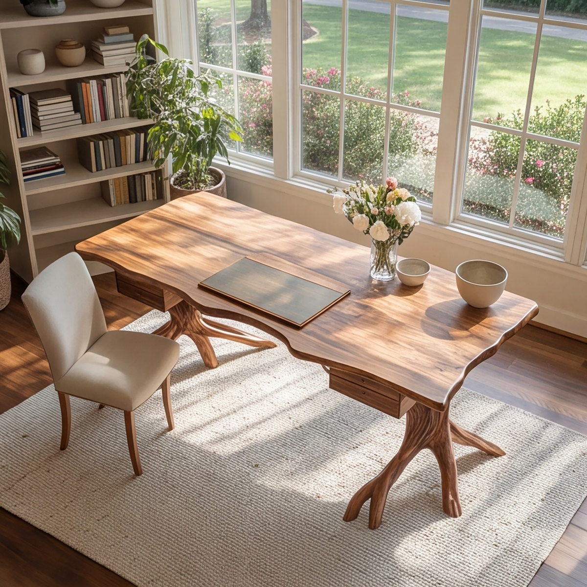 Noravella Sculpted Branch Base Handcrafted Desk with Drawers - Timberustic Desk With Drawers