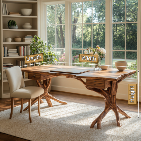 Noravella Sculpted Branch Base Handcrafted Desk with Drawers - Timberustic Desk With Drawers