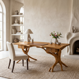Noravella Sculpted Branch Base Handcrafted Desk with Drawers Teak - Timberustic Desk With Drawers