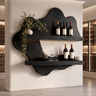 Norevale Contoured Panel Handcrafted Floating Wine Shelf by Timberustic — Black finish