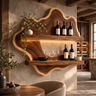 Norevale Contoured Panel Handcrafted Floating Wine Shelf by Timberustic — Brown finish