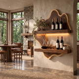 Norevale Contoured Panel Handcrafted Floating Wine Shelf by Timberustic — Dark Walnut finish