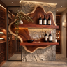 Norevale Contoured Panel Handcrafted Floating Wine Shelf by Timberustic — Mahogany finish