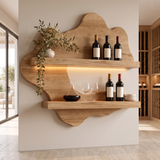 Norevale Contoured Panel Handcrafted Floating Wine Shelf by Timberustic — Natural Oak finish