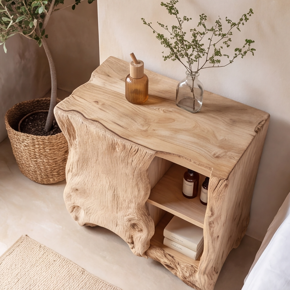 Norevella Asymmetrical Live Edge Handcrafted Bedside Table by Timberustic — product detail view 6