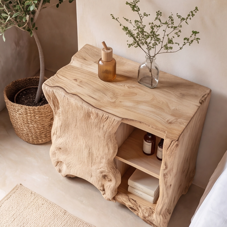 Norevella Asymmetrical Live Edge Handcrafted Bedside Table - Timberustic Bedside Table